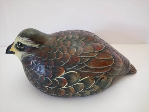 Antique hand carved wood quail - antique,