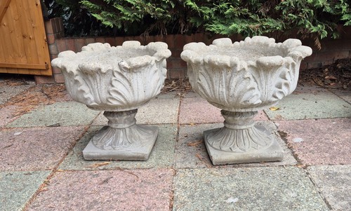Pair large cast stone - stone, garden