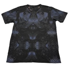 Marcelo Burlon Men's T-Shirt Size Large AOP All Over Print Black Short Sleeve