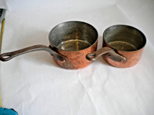 Vintage french copper pans - french,