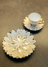 Rare 1930's Italian Porcelain Coffee Cup Saucer & Plate Stunning 3 Piece VGC