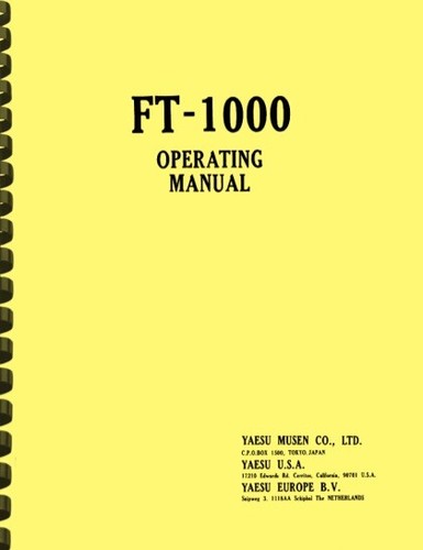 Yaesu 1000 owner manual - yaesu, ft-1000