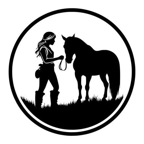Girl and horse - and, logo