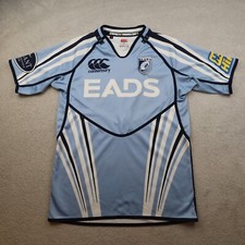 Cardiff Blues Rugby Shirt Medium Rugby Blue Jersey Mens EADS Canterbury