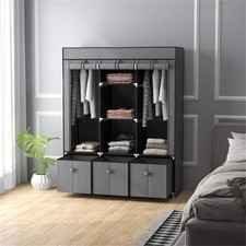 Dark grey fabric wardrobe - dark,