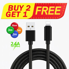 For iPhone USB Fast Charger Cable Braided 1M 2M 3M Lead 14 13 12 11 8 XR Pro Max