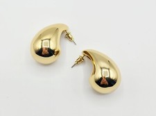 Stunning 18k Gold Plated 925 Sterling Silver Chunky Teardrop Droplet Earrings 