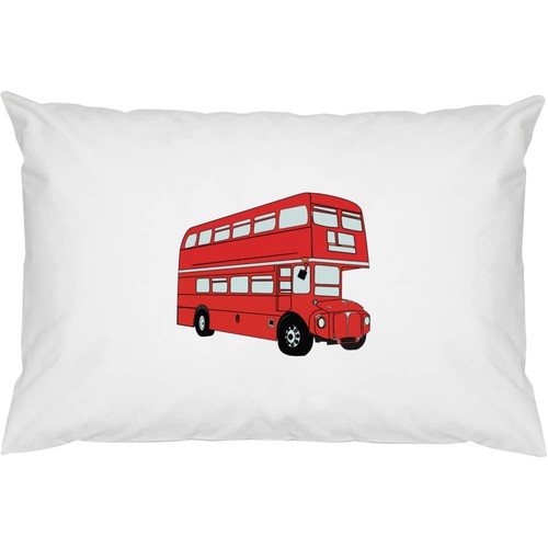 Red bus cotton pillow - cotton,