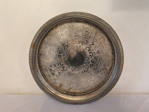 Vintage gallery tray - tray, silver