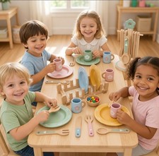 25PCS Kids Wooden Tea Set –