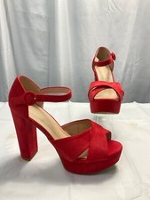 McKoine size 40 / 7 red faux suede platform sandals heeled shoes casual party