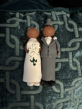 Clay Wedding Cake Topper for Bride and Groom