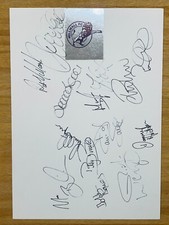 Hand Signed A4 Team Sheet -