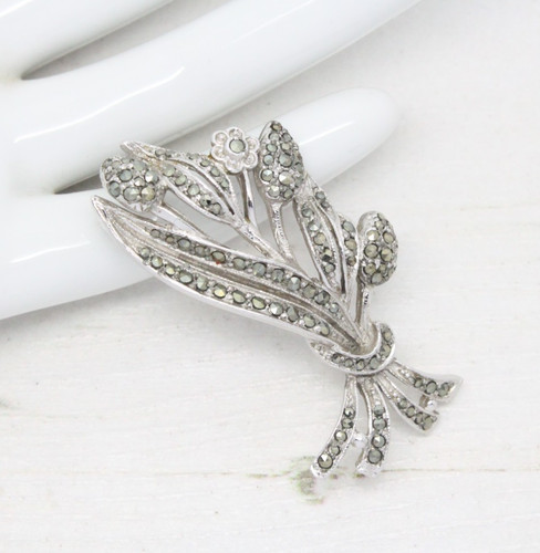 Vintage 1950s marcasite - marcasite, tulip