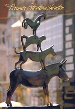 Postcard Bremen Town Musicians Dog Toy Sculpture Statue Fawn Wood Art AA12289