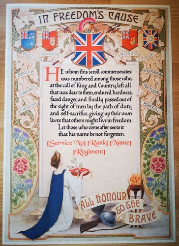 Ww1 memorial scroll - memorial,
