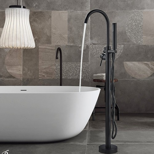 Black freestanding bath tub - black,