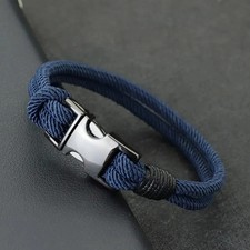 Men Nylon Rope Bracelet Double Layer Band Spring Clasp 4mm Hiphop Cord 1 Pc