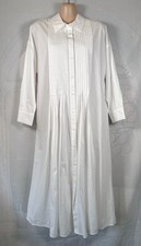 BNWT Zara white pintuck pleat long-sleeve oversized boho midi shirt dress, XS