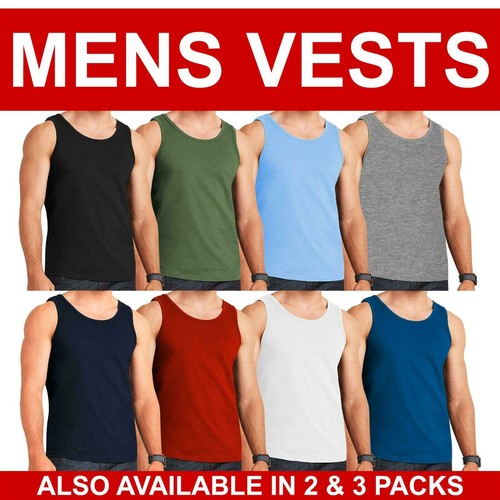 Mens vest tops 100 - vest, cotton
