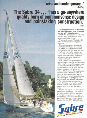 1987 sabre sailing yacht - sabre, 34