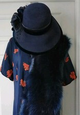 Navy Blue Floral Vintage Style 1920s Dress Size 14 Peaky Blinders Style Flapper 