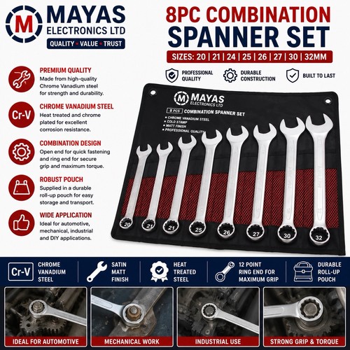 8pc combination spanner set - spanner,