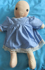 VINTAGE HANDMADE HOME CRAFTED  RAG DOLL  23 INCH TALL NO HAIR 1980'S