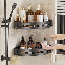 3PC Shower Caddy Bathroom Suction Shelf Storage Shampoo Soap Holder No Drill