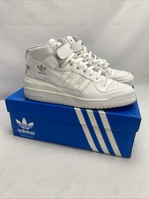 Adidas Originals UK Size 8 Forum Mid White Trainers Sneakers High Top Boxed