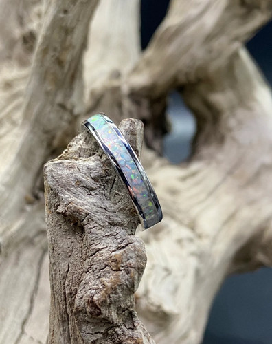 Handmade fire opal - opal, men's