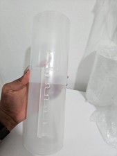 Set of 4 clear cylinder acrylic containers with adjustable height