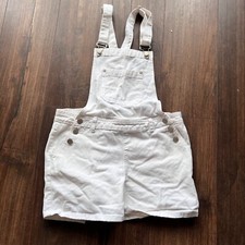 retro streetstyle white denim short dungarees with silver accents