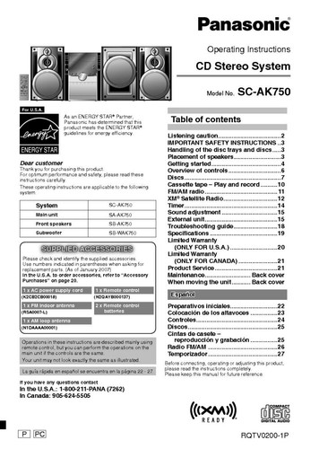 Panasonic ak750 stereo - sa-ak750, cd