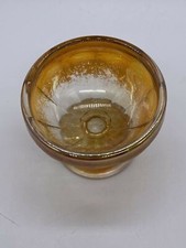 Retro Style Amber Coloured Painted Glass Small Stemmed Dessert Dish 
