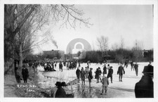 Reno NV Ice Skating Frozen Lake Nevada 1920's Skaters RPPC Photo Postcard COPY