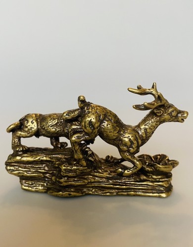 Brass statuette tiger hunts - statuette”tiger,