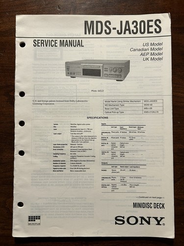 Sony mds ja30es - minidisc, md
