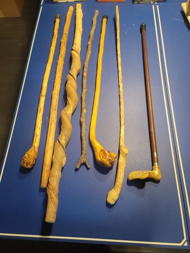 Hand carved wooden walking - carved,