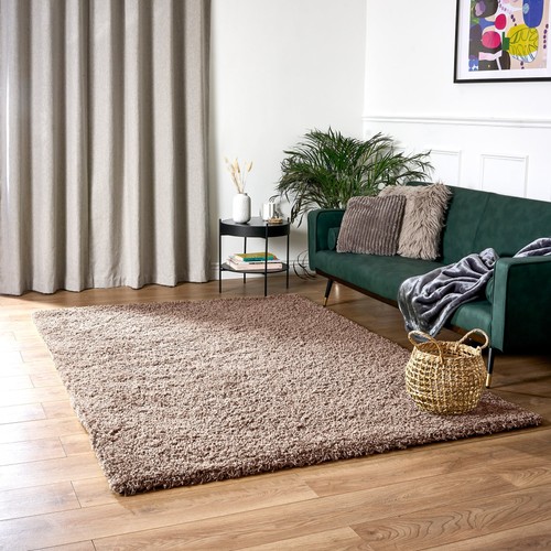 Mocha thick shaggy rug - shaggy,