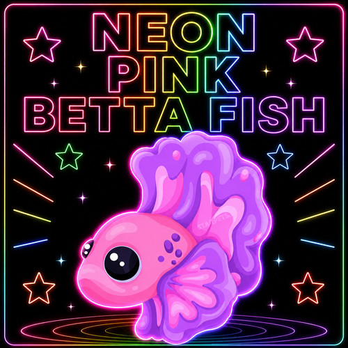 Neon pink betta fish - neon,
