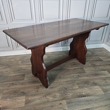 Vintage Rustic Solid Oak Wooden Trestle Dining Table – Farmhouse Refectory Style