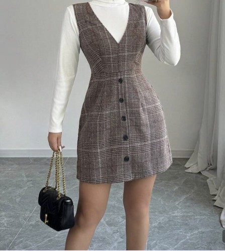 Beautiful tweed pinafore dress - tweed,