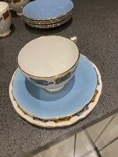 Delphine 6 Tea Cups Saucer and Side Plate Bone China England