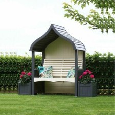 Wooden Garden Arbour 'Orchard' In Charcoal and Cream