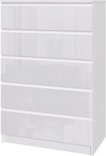 White High Gloss 5 Drawer