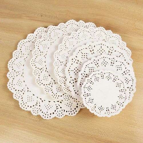 100pcs white round - lace, paper