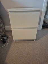 IKEA Malm 2-Drawer White Bedside Table Cabinet and 4 Draw Chest.