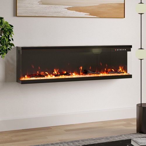 Led fireplace media wall - wall, fire