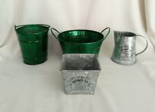 4 Galvanised Tin indoor planter plant pots Jug Bucket Design Silver Green